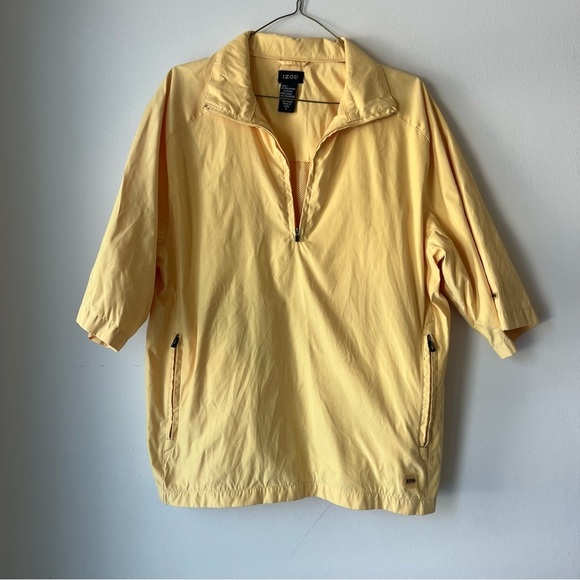 IZOD Yellow Quarter Zip Windbreaker Pullover Jacket Men’s Size S Mesh Lined - Picture 1 of 9